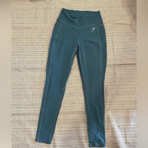 Teal gym shark leggings, side pockets new